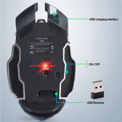 X8 Wireless USB Charging Gaming Mouse - TheLoot.Store