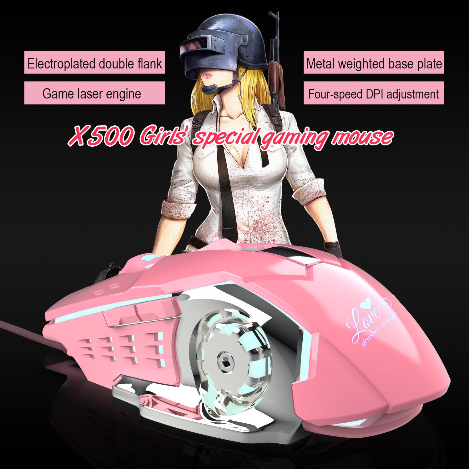 New! X500 Pink Gaming Mouse 3200dpi White Light Design - TheLoot.Store