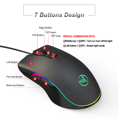 Glowing RGB Wired Gaming Mouse - TheLoot.Store