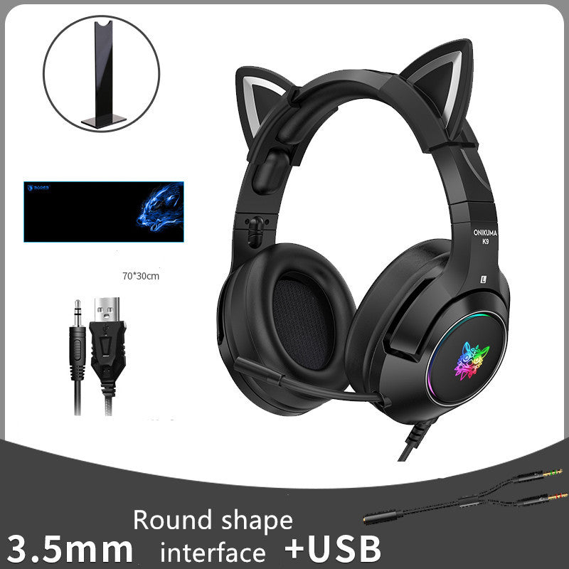 Cute Kitty Gaming Headset Fun Eye-catching Design