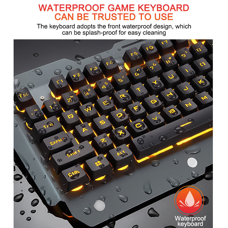 Ergonomic Wired Gaming Keyboard with RGB Backlight Phone Holder and Hand Support - TheLoot.Store