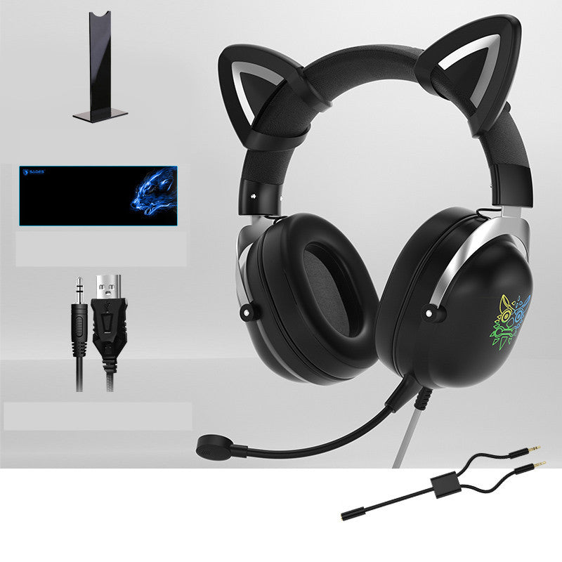 Cute Kitty Gaming Headset Fun Eye-catching Design