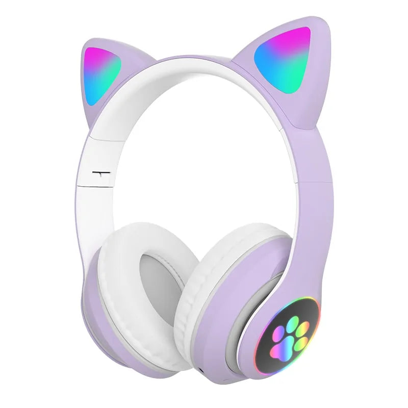 LED Cat Ear: Bluetooth Headphones, Noise Cancelling, TF Card Support