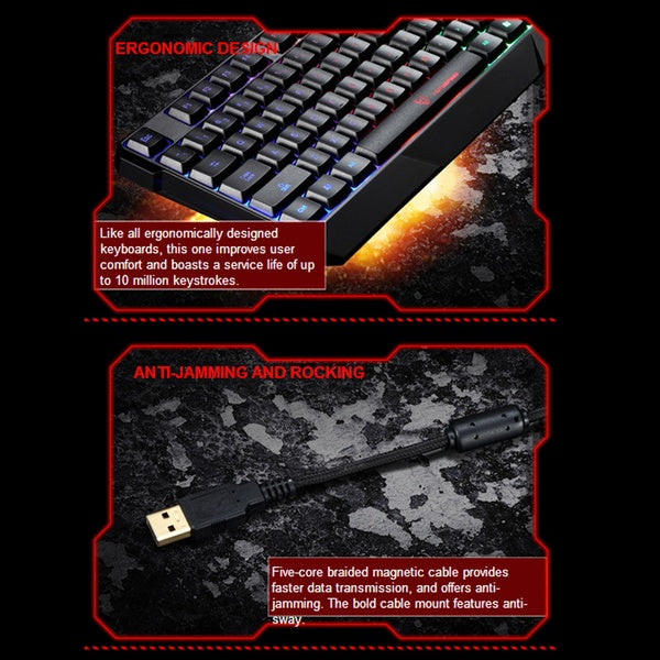 K70 Waterproof Colorful LED Illuminated Backlit USB Wired Gaming Keyboard - TheLoot.Store