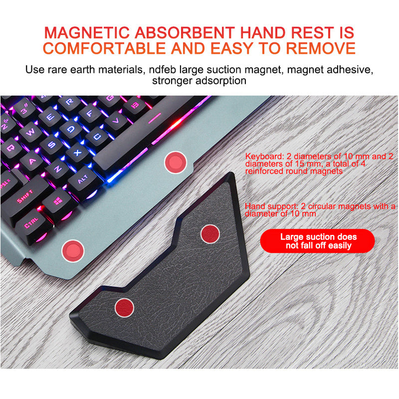 Ergonomic Wired Gaming Keyboard with RGB Backlight Phone Holder and Hand Support - TheLoot.Store