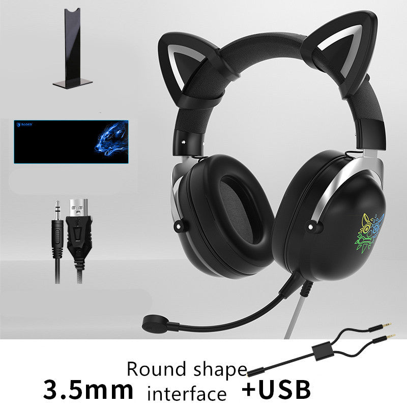 Cute Kitty Gaming Headset Fun Eye-catching Design