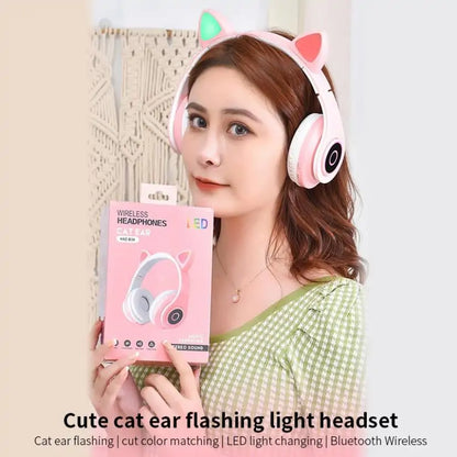 LED Cat Ear: Bluetooth Headphones, Noise Cancelling, TF Card Support