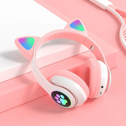 LED Cat Ear: Bluetooth Headphones, Noise Cancelling, TF Card Support