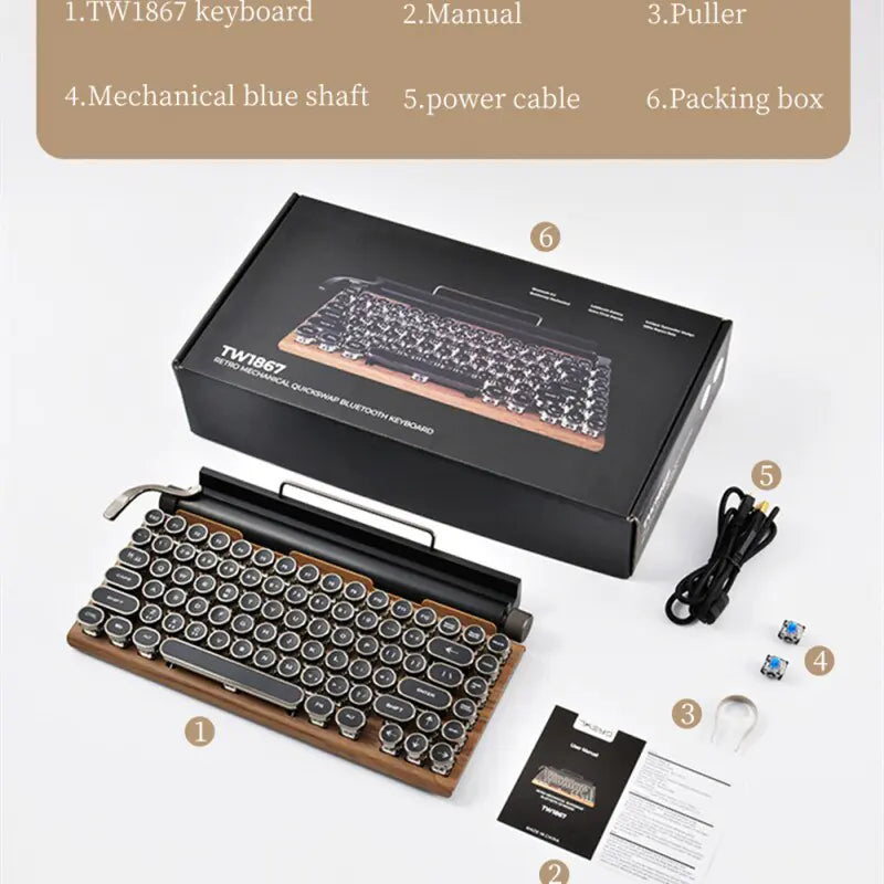 83 Keys RGB Mechanical Keyboard Retro Typewriter Design