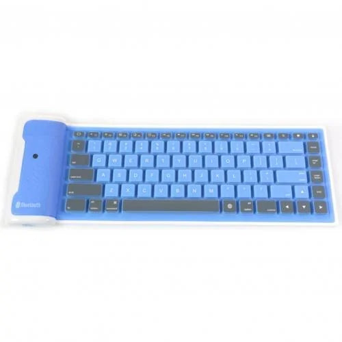 Foldable Roll-Up Wireless Bluetooth Keyboard: Silent 87-Key Keypad