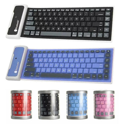 Foldable Roll-Up Wireless Bluetooth Keyboard: Silent 87-Key Keypad